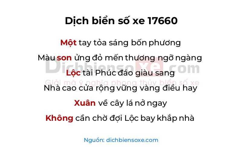 Dịch thơ biển số 17660