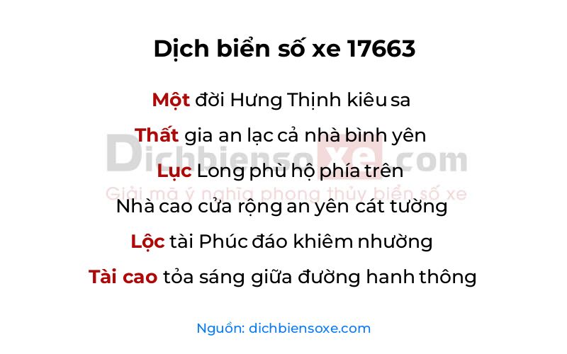 Dịch thơ biển số 17663