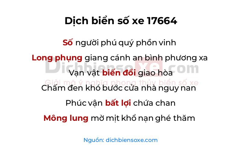 Dịch thơ biển số 17664