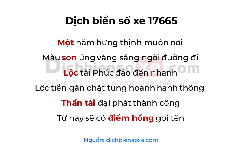 Dịch thơ biển số 17665