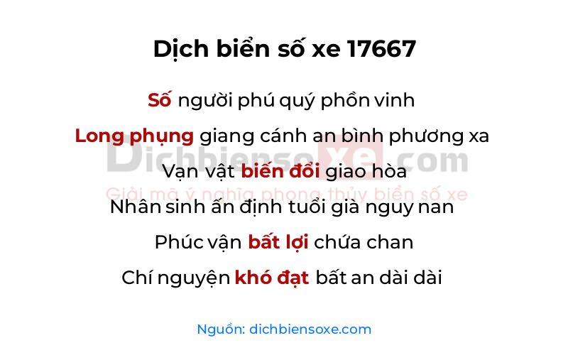Dịch thơ biển số 17667
