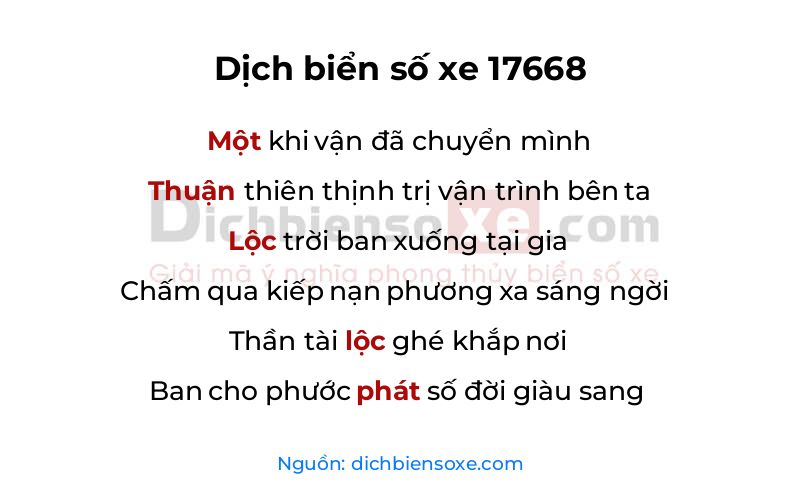 Dịch thơ biển số 17668