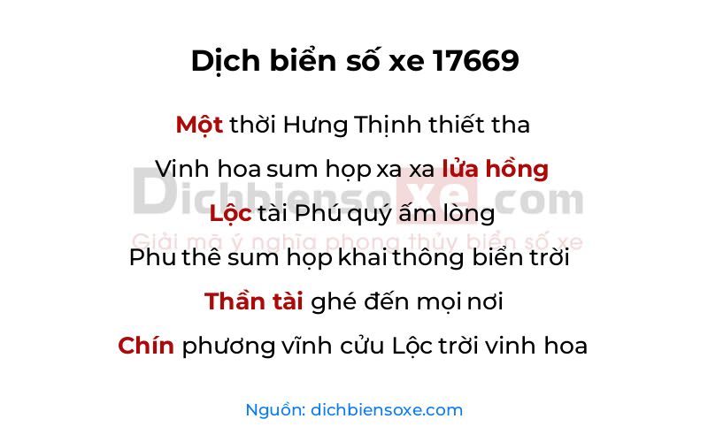 Dịch thơ biển số 17669
