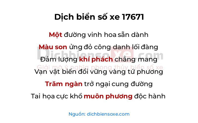 Dịch thơ biển số 17671