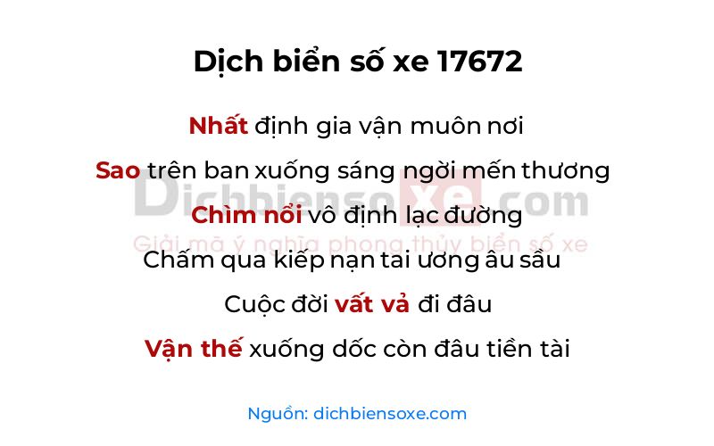 Dịch thơ biển số 17672