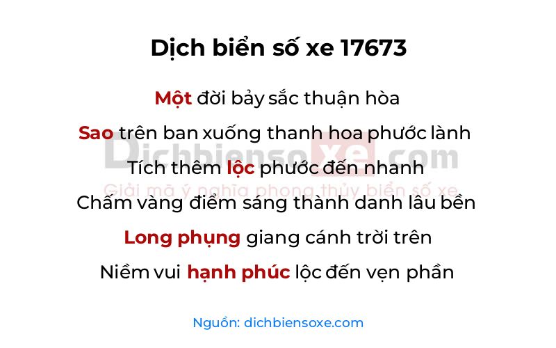 Dịch thơ biển số 17673
