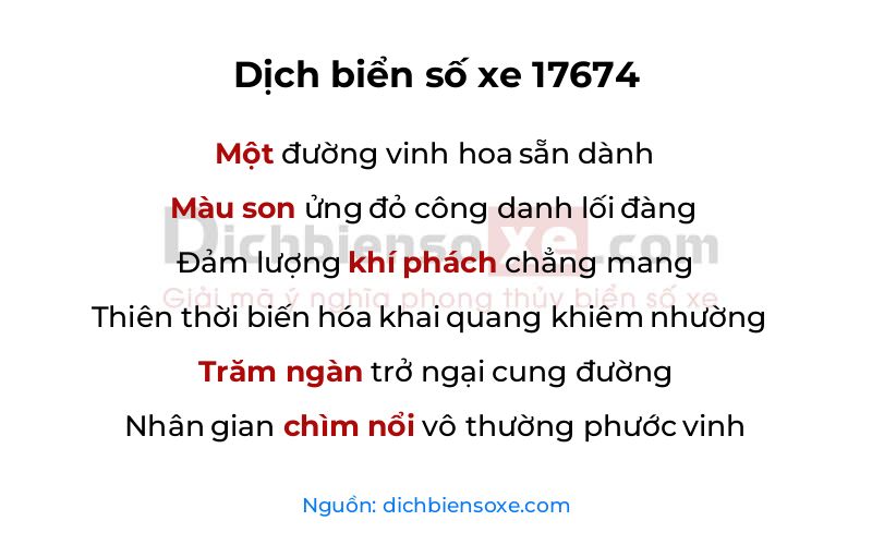 Dịch thơ biển số 17674