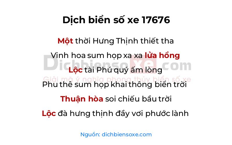 Dịch thơ biển số 17676