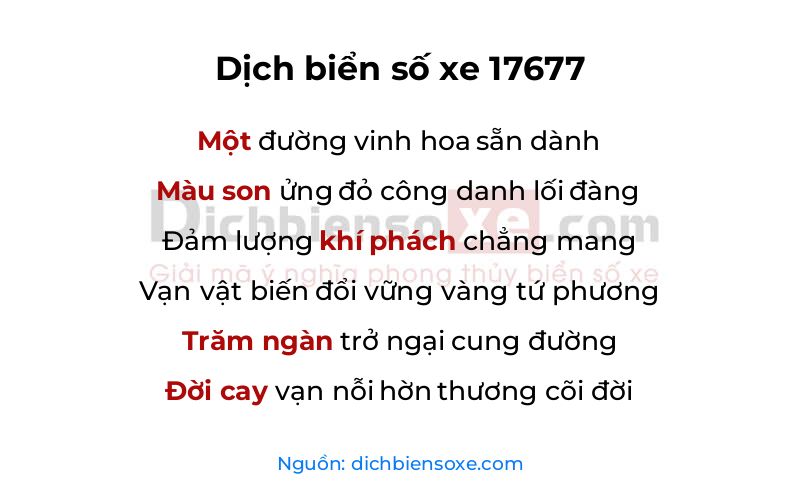 Dịch thơ biển số 17677