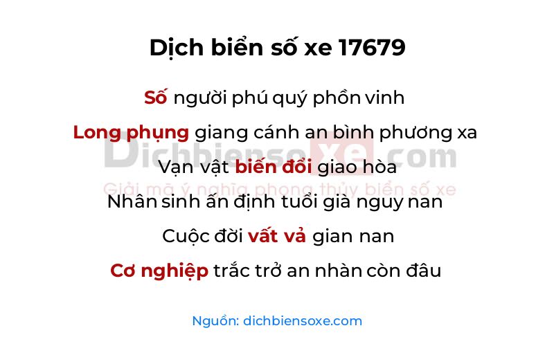 Dịch thơ biển số 17679