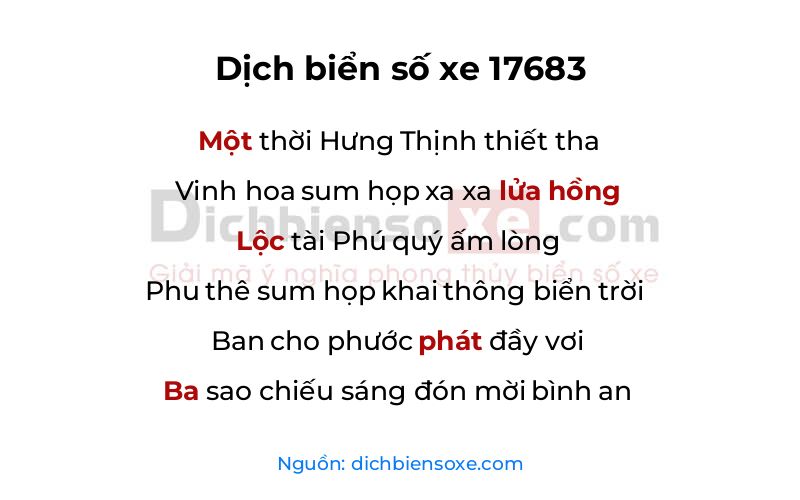 Dịch thơ biển số 17683