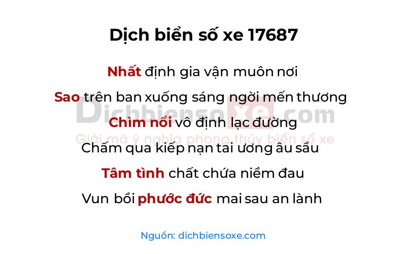 Dịch thơ biển số 17687