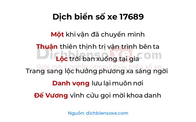 Dịch thơ biển số 17689
