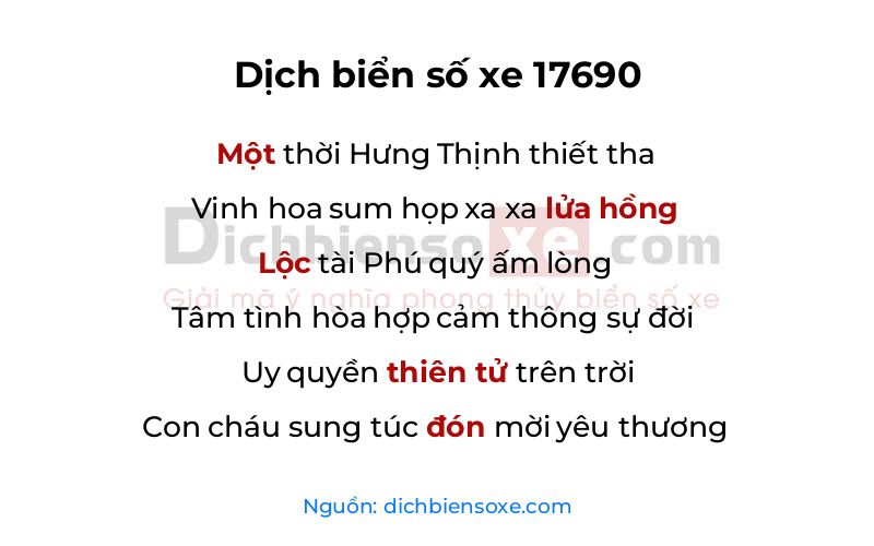 Dịch thơ biển số 17690