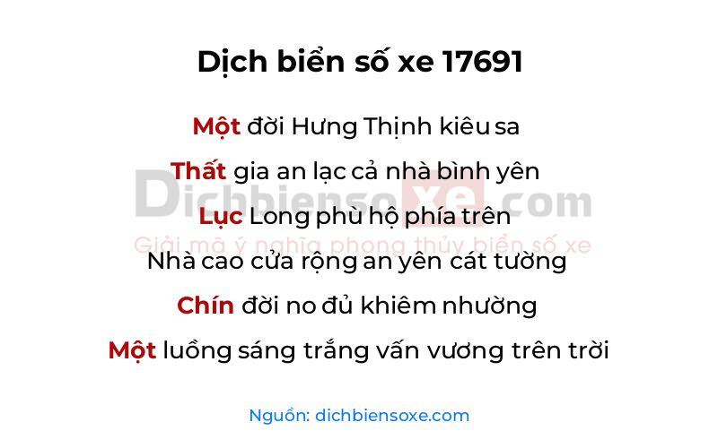 Dịch thơ biển số 17691