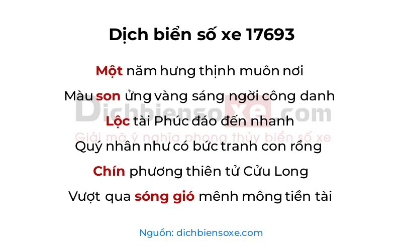 Dịch thơ biển số 17693