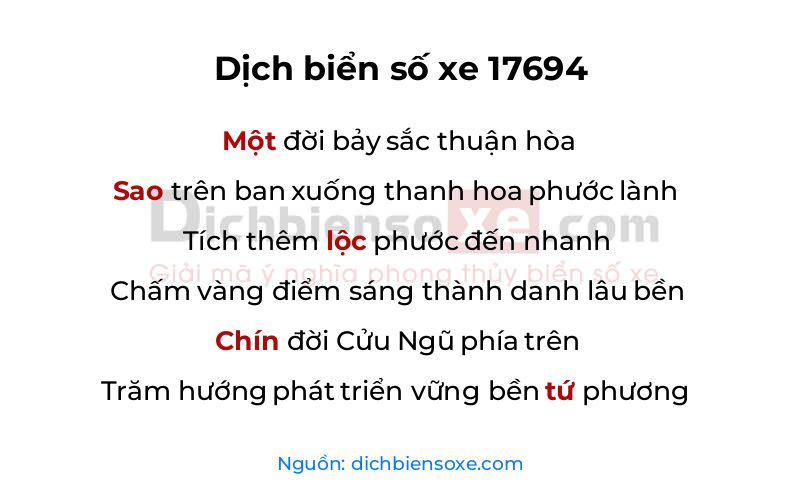Dịch thơ biển số 17694