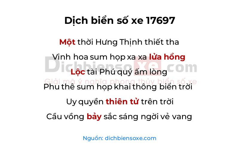 Dịch thơ biển số 17697