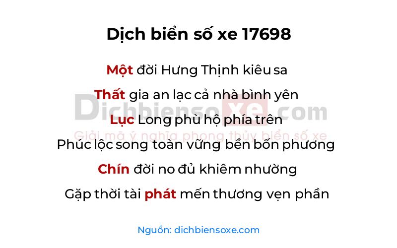 Dịch thơ biển số 17698