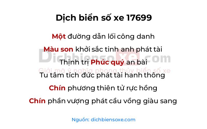 Dịch thơ biển số 17699