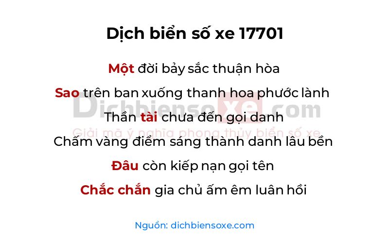Dịch thơ biển số 17701