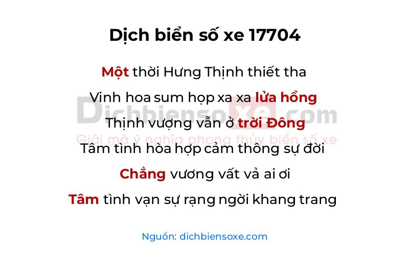 Dịch thơ biển số 17704