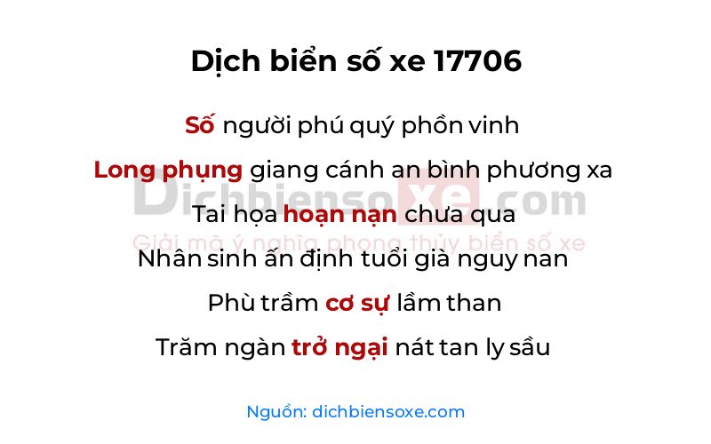 Dịch thơ biển số 17706