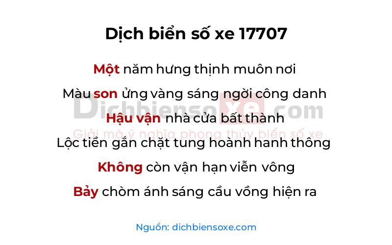 Dịch thơ biển số 17707