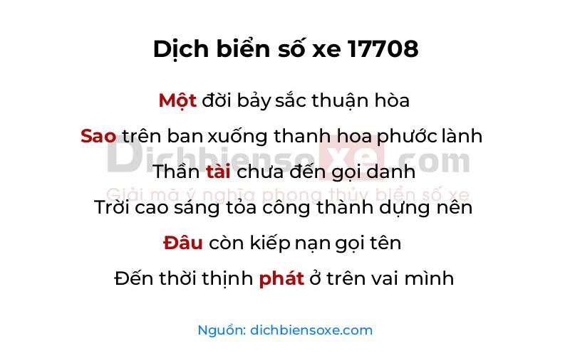 Dịch thơ biển số 17708