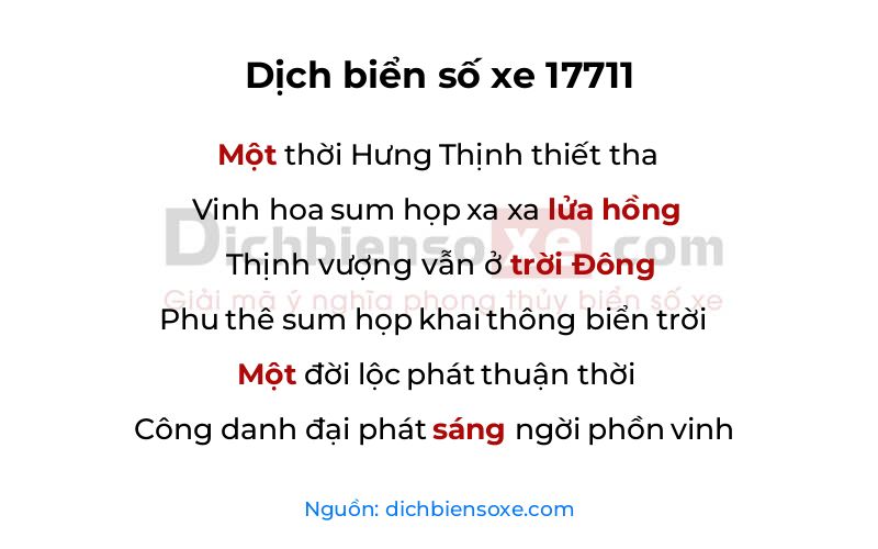 Dịch thơ biển số 17711