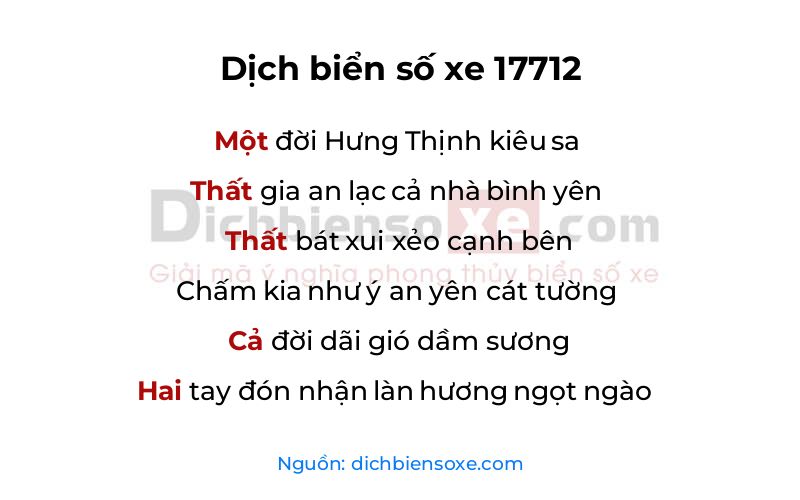 Dịch thơ biển số 17712