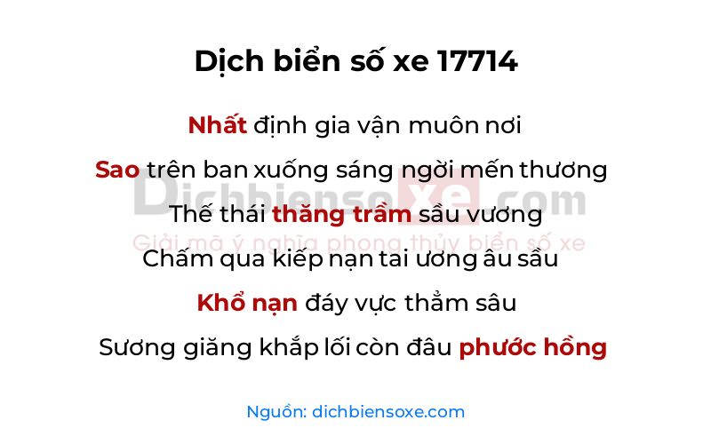 Dịch thơ biển số 17714