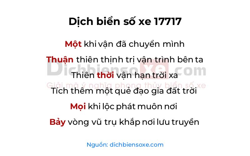Dịch thơ biển số 17717