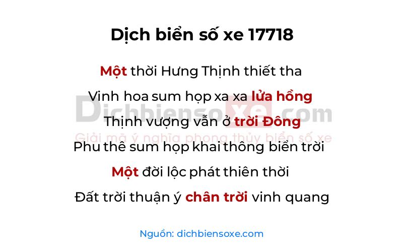 Dịch thơ biển số 17718