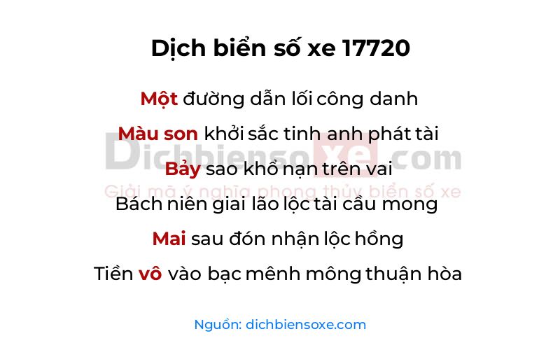 Dịch thơ biển số 17720