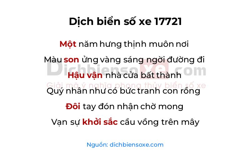 Dịch thơ biển số 17721