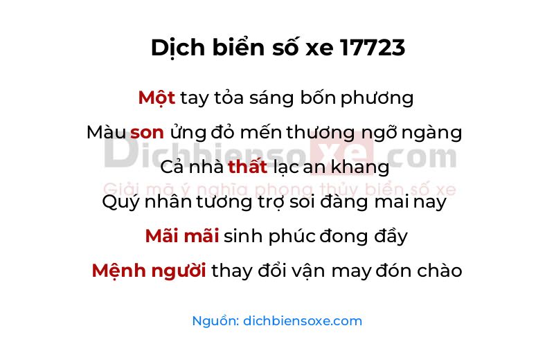 Dịch thơ biển số 17723