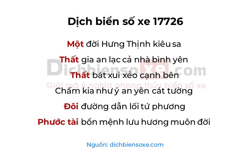 Dịch thơ biển số 17726