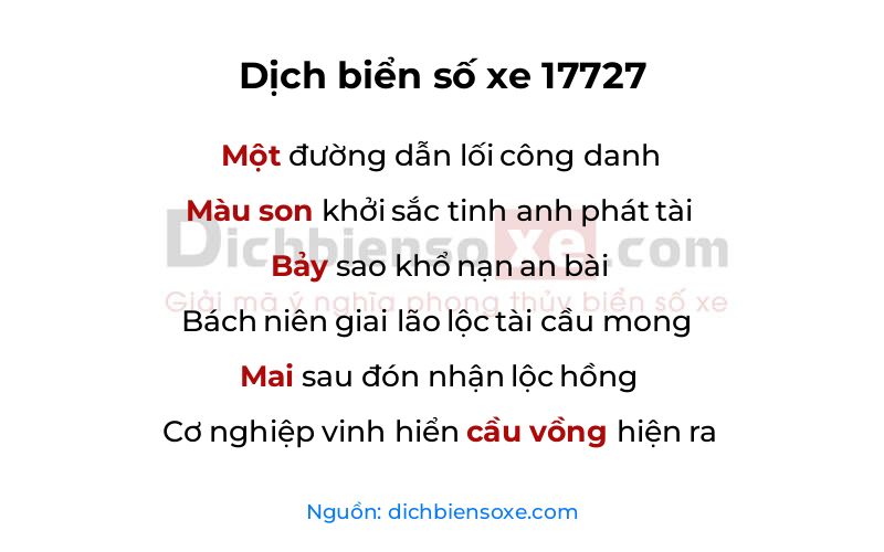 Dịch thơ biển số 17727