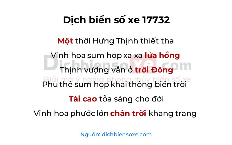 Dịch thơ biển số 17732