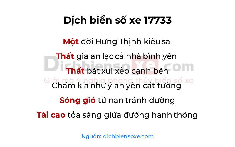 Dịch thơ biển số 17733