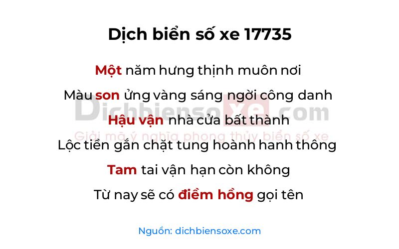 Dịch thơ biển số 17735