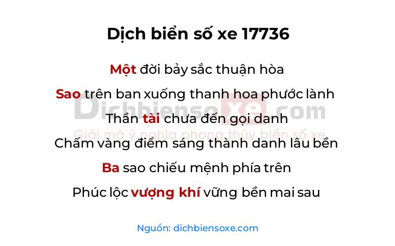 Dịch thơ biển số 17736