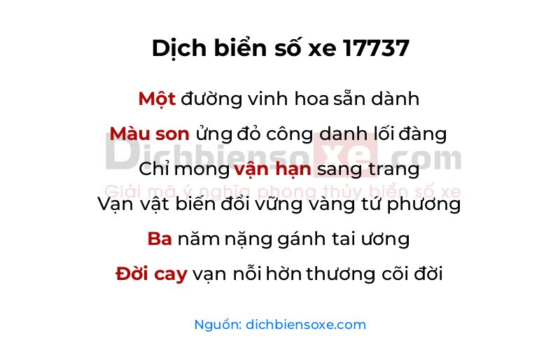 Dịch thơ biển số 17737