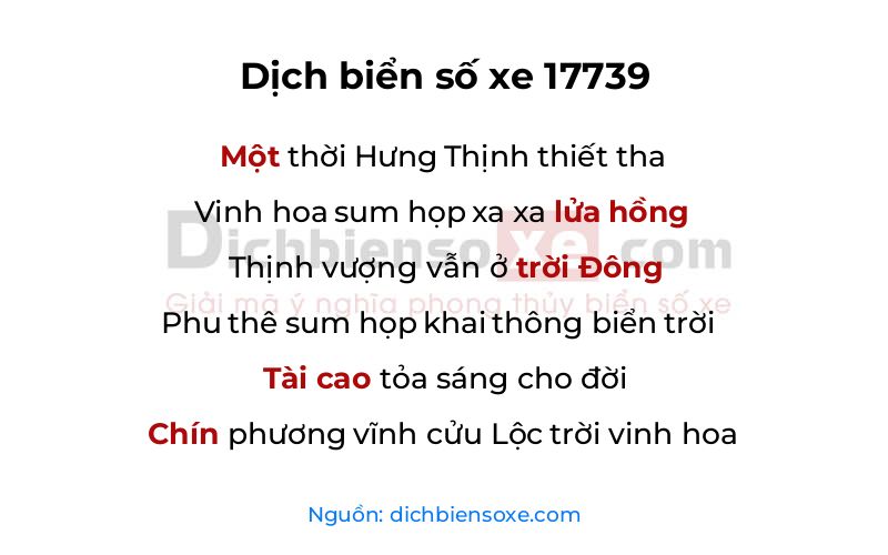 Dịch thơ biển số 17739