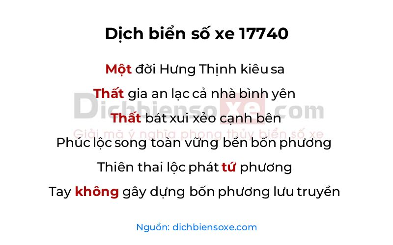 Dịch thơ biển số 17740