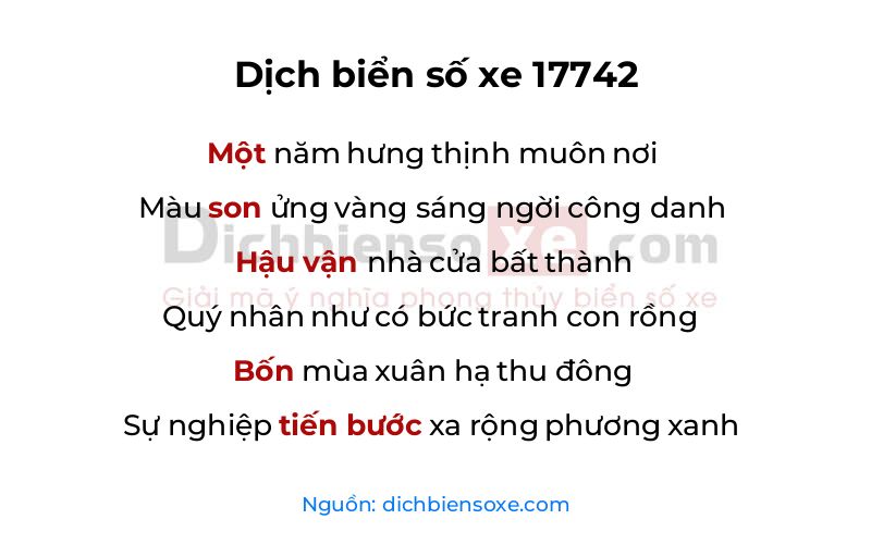 Dịch thơ biển số 17742