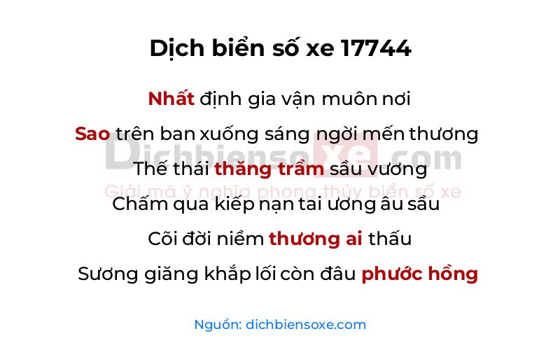 Dịch thơ biển số 17744