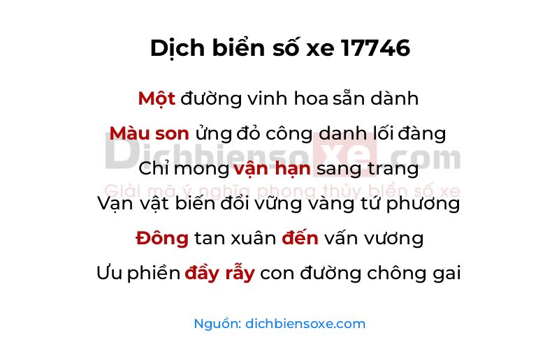 Dịch thơ biển số 17746