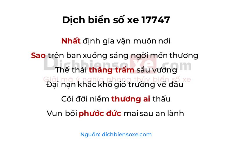 Dịch thơ biển số 17747